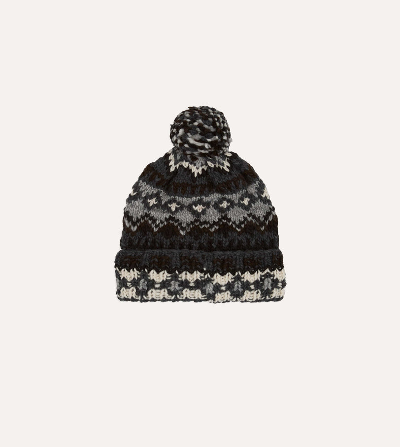Chamula Grey Fairisle Merino Knit Cap