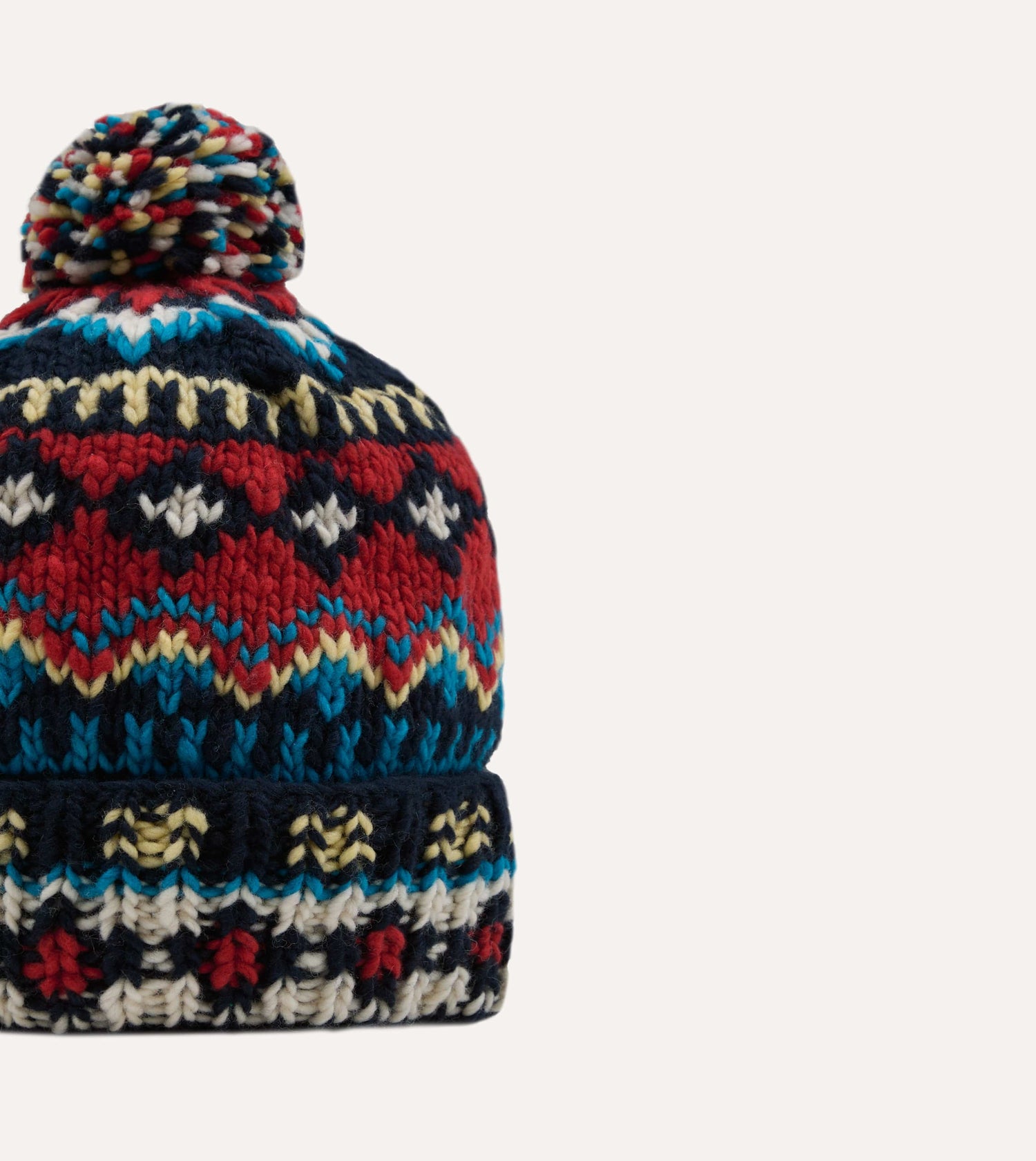 Chamula Navy, Orange and Yellow Fairisle Merino Knit Cap