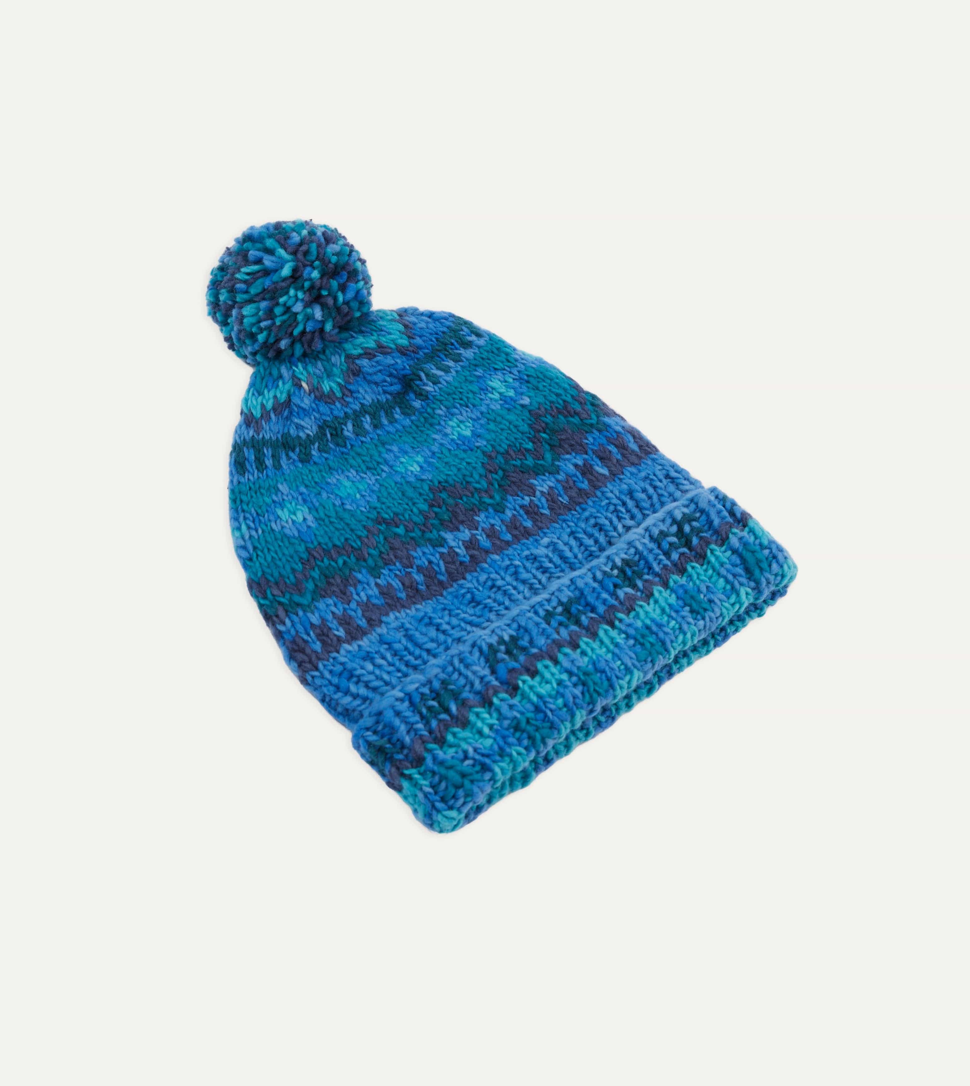 Chamula Blue Fairisle Merino Knit Cap