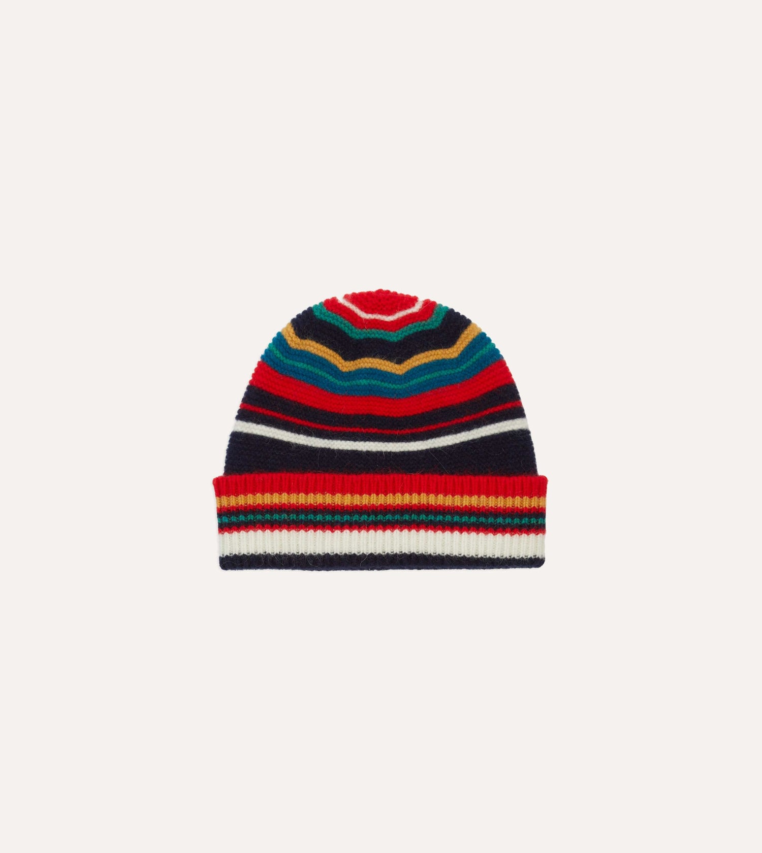 Red and Blue Multi Stripe Geelongora Purl Stitch Knit Cap