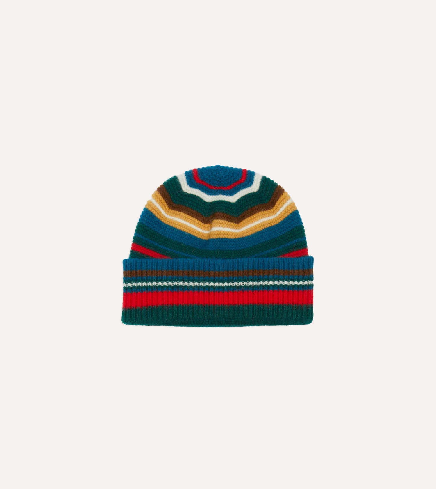 Green and Blue Multi Stripe Geelongora Purl Stitch Knit Cap
