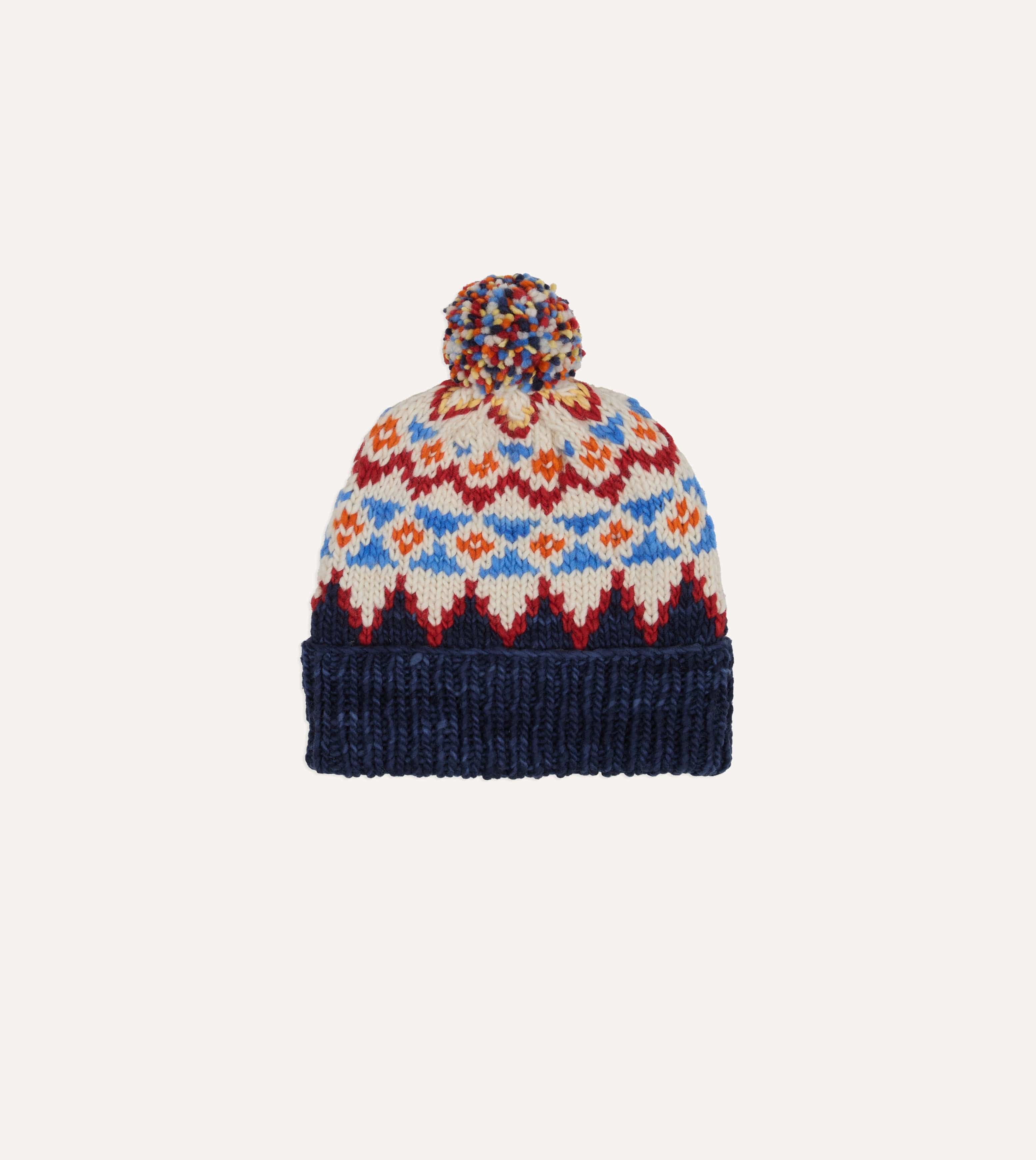 Chamula Navy Fairisle Merino Knit Cap