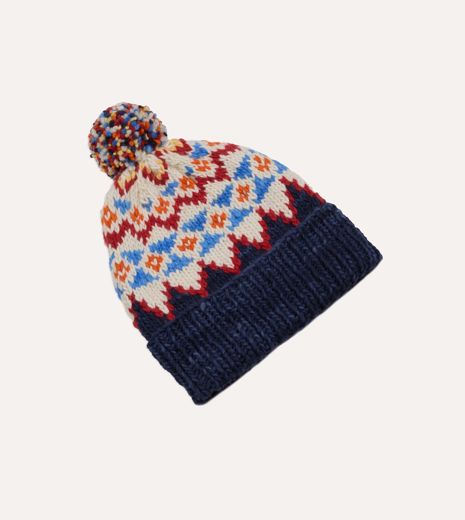 Chamula Navy Fairisle Merino Knit Cap