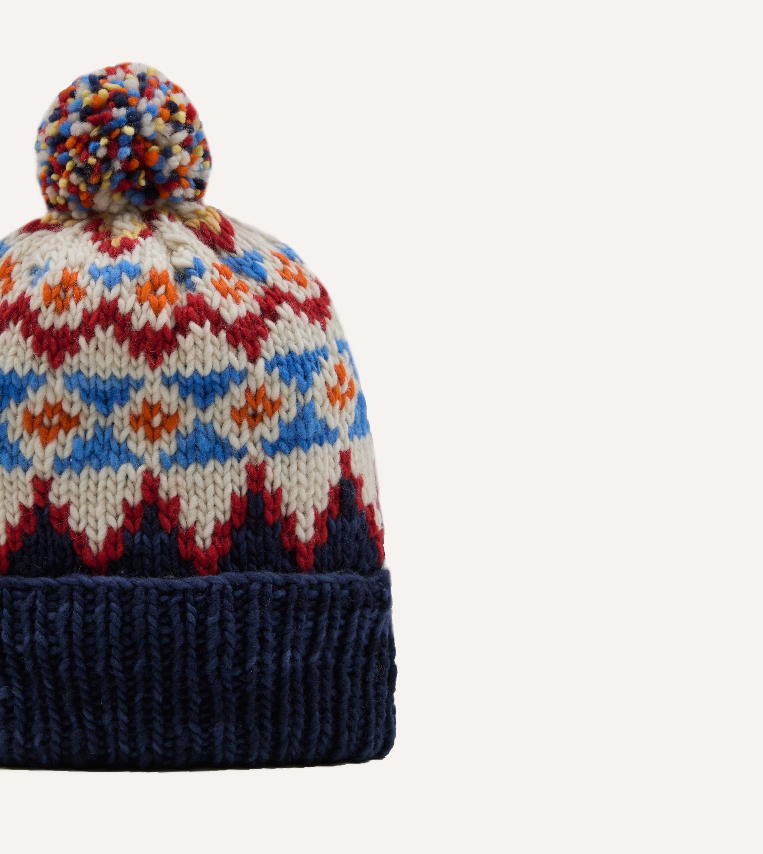 Chamula Navy Fairisle Merino Knit Cap