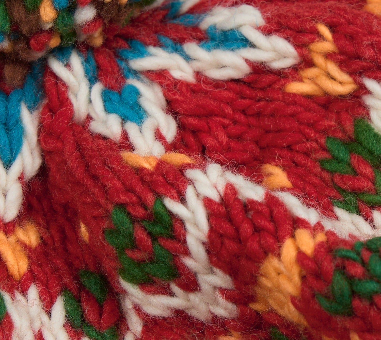 Chamula Brown and Red Fairisle Merino Knit Cap