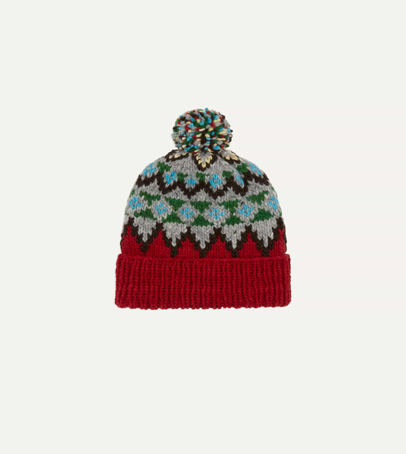 Chamula Red Fairisle Merino Knit Cap