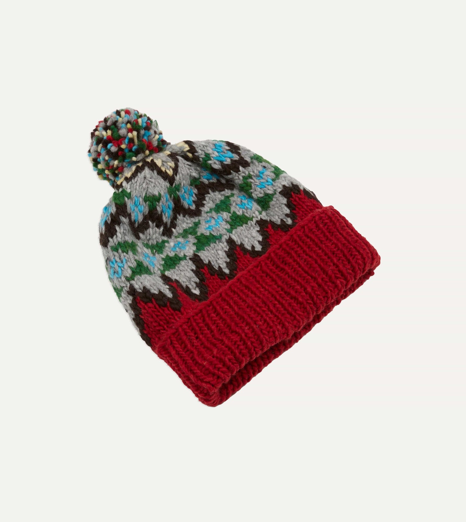 Chamula Red Fairisle Merino Knit Cap