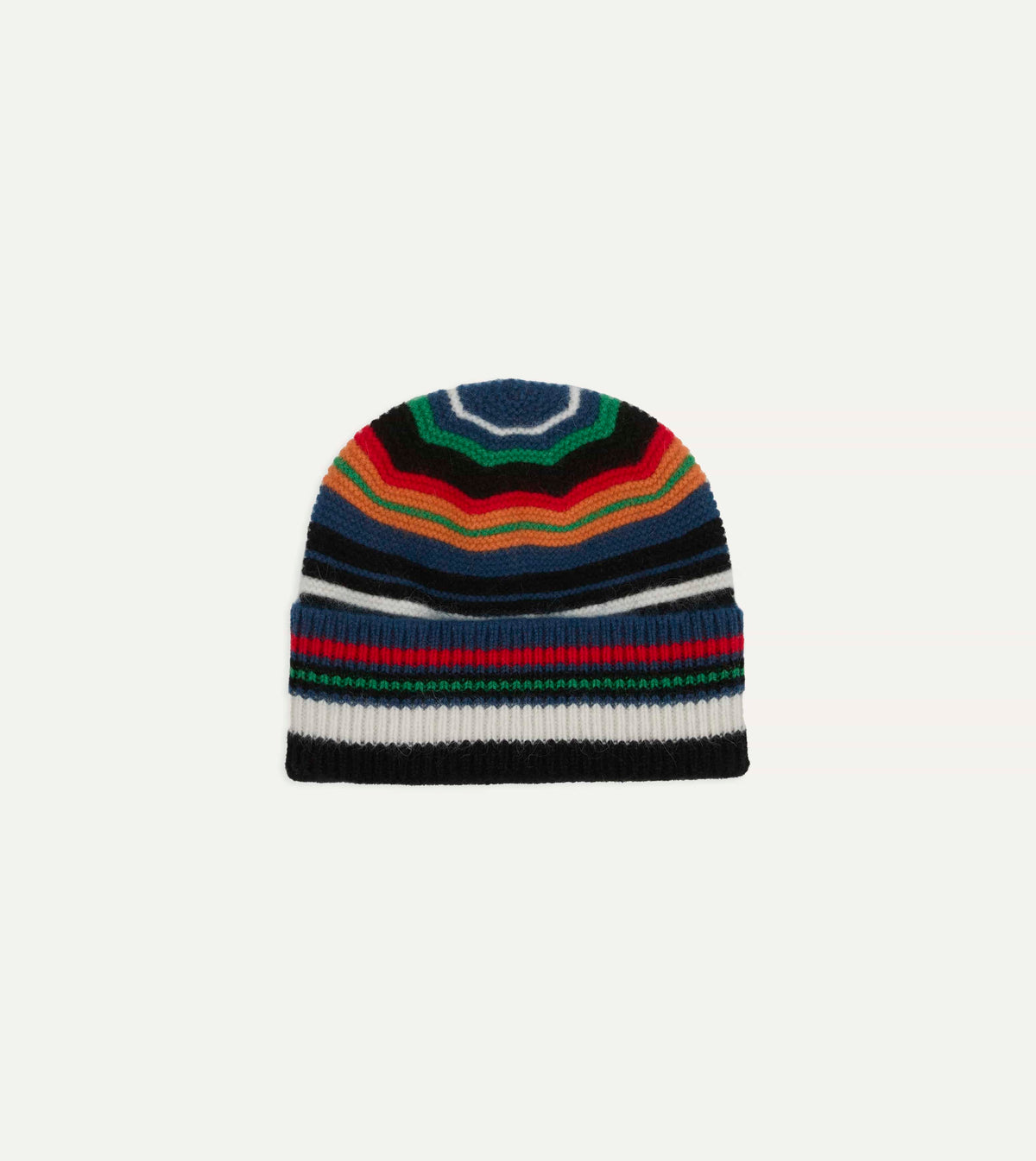 Red and Orange Multi Stripe Geelongora Purl Stitch Knit Cap