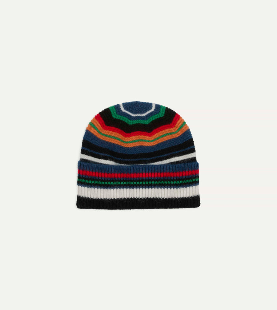 Red and Orange Multi Stripe Geelongora Purl Stitch Knit Cap