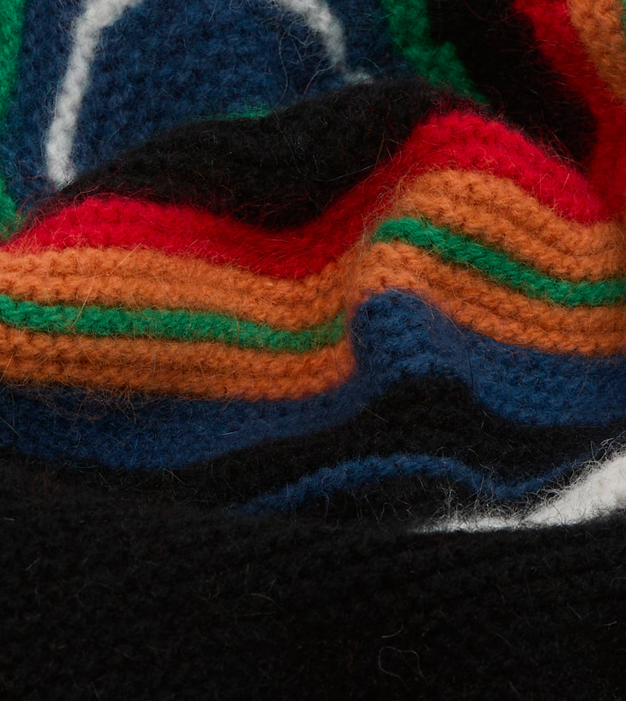 Red and Orange Multi Stripe Geelongora Purl Stitch Knit Cap