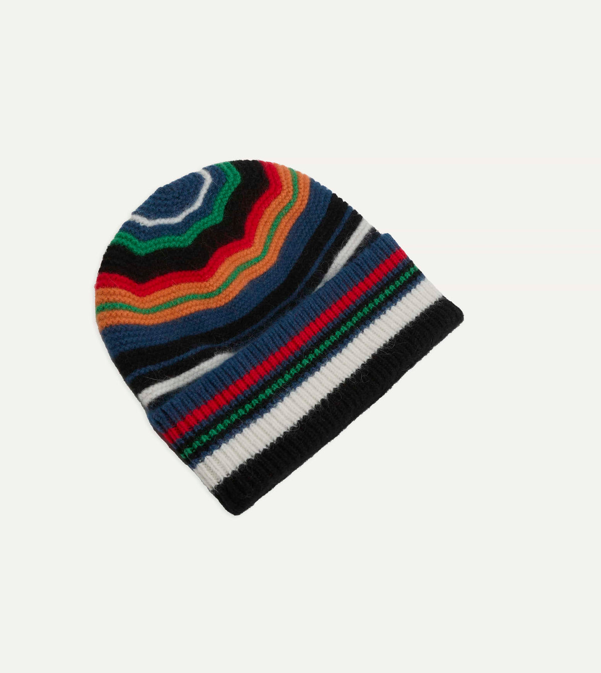 Red and Orange Multi Stripe Geelongora Purl Stitch Knit Cap