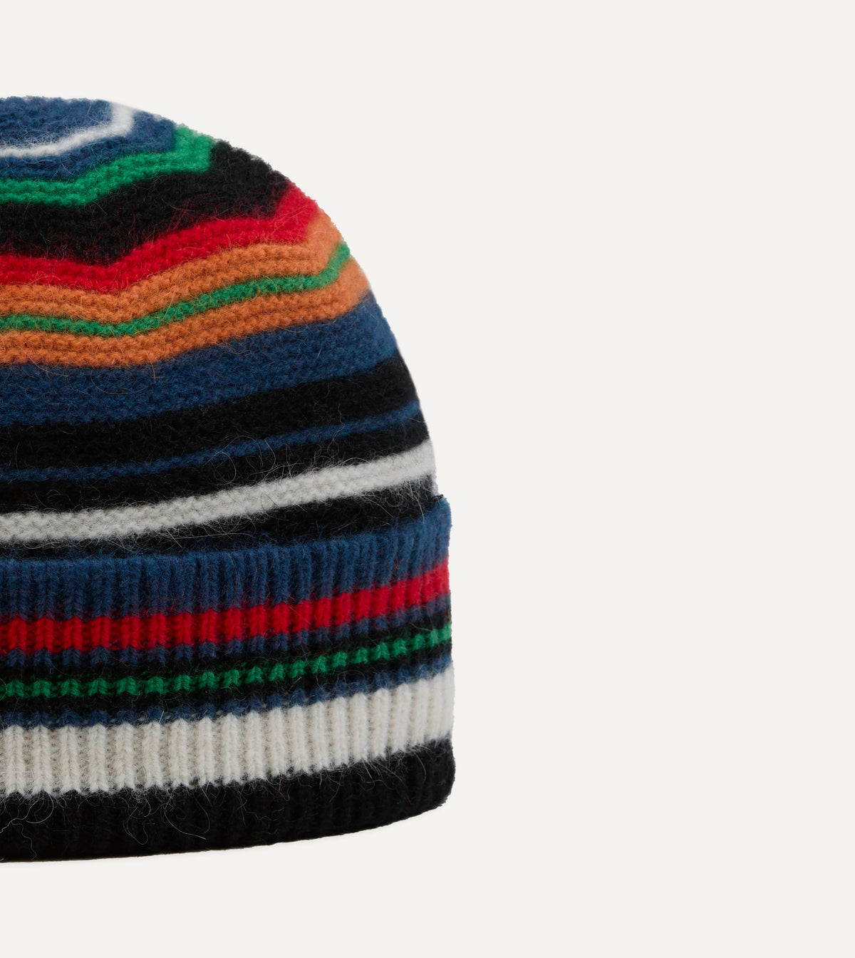 Red and Orange Multi Stripe Geelongora Purl Stitch Knit Cap