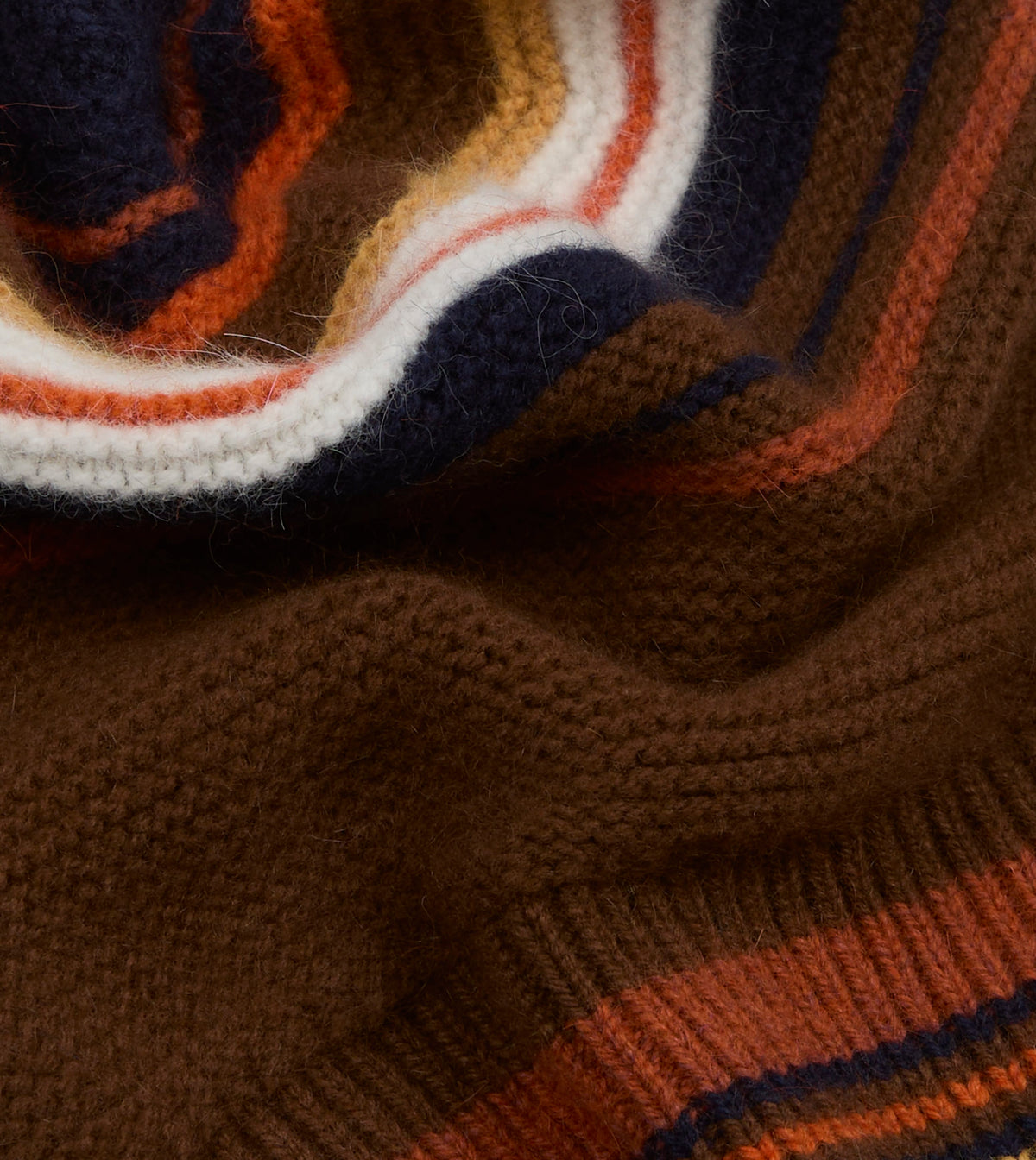 Brown and Yellow Multi Stripe Geelongora Purl Stitch Knit Cap