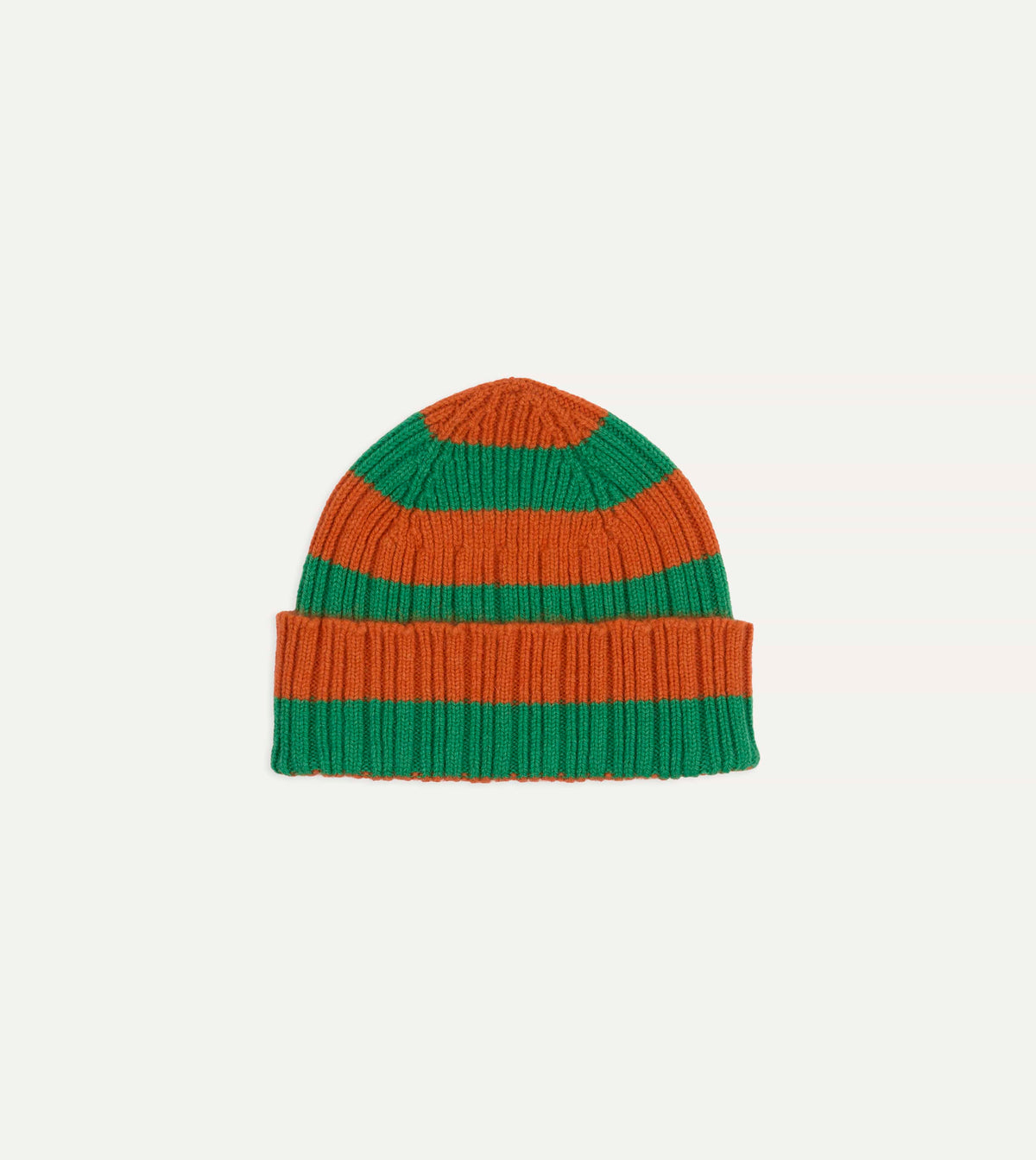 Orange and Green Stripe Geelongora Ribbed Knit Cap