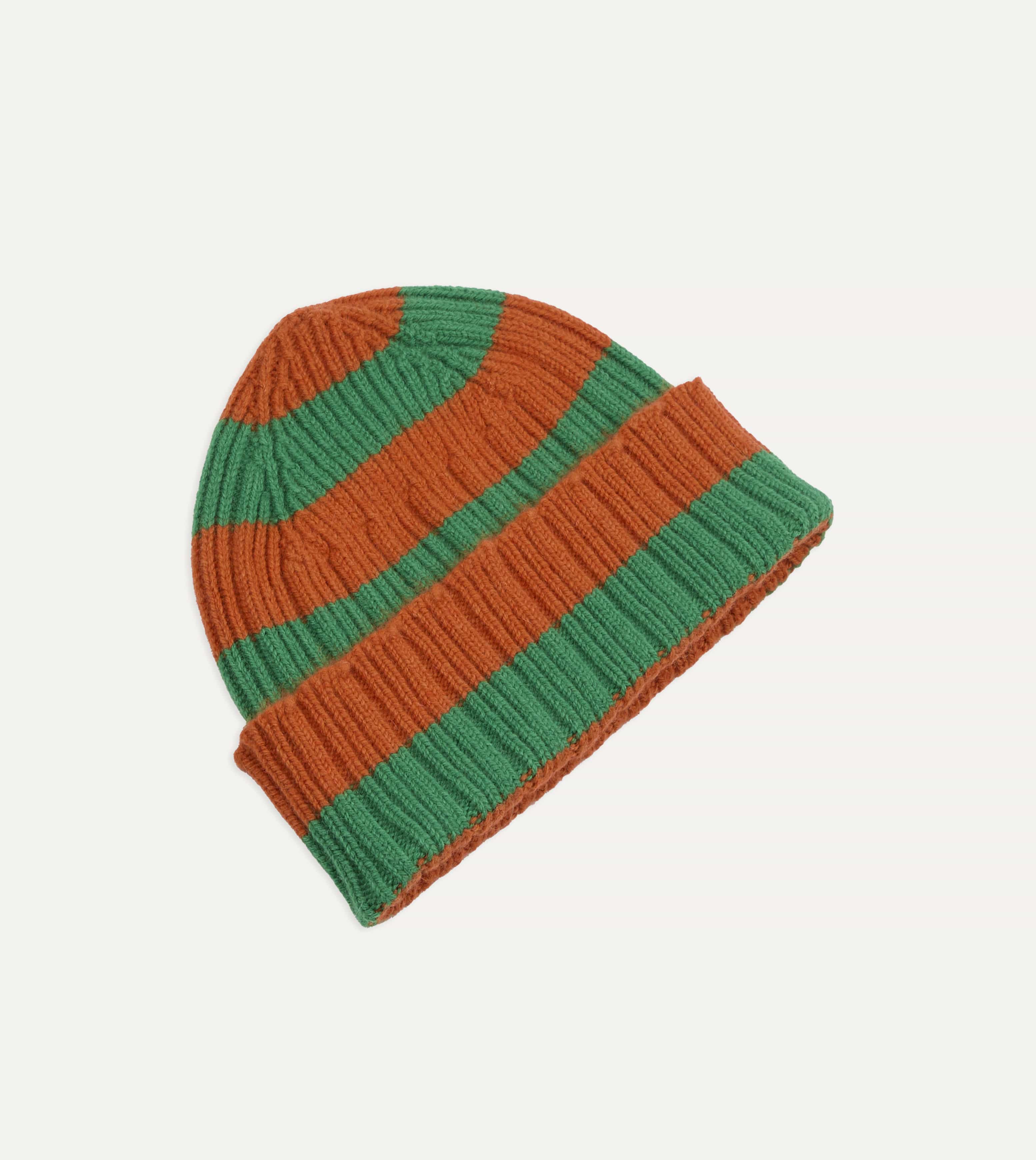 Orange and Green Stripe Geelongora Ribbed Knit Cap