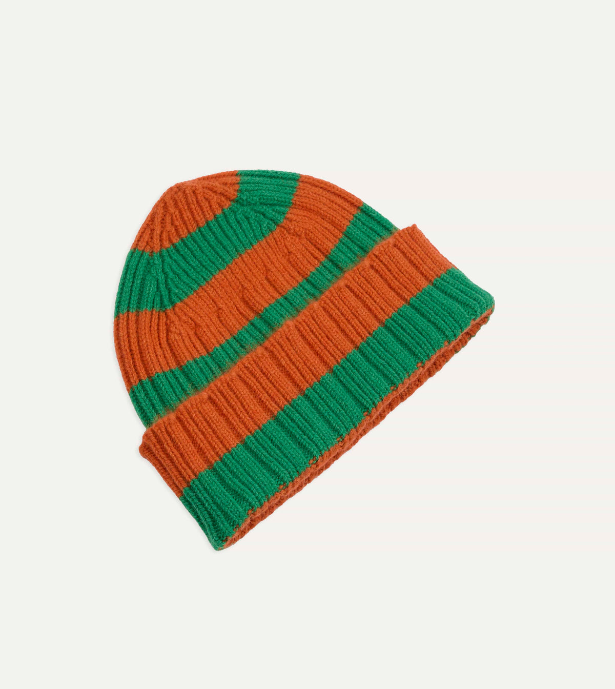 Orange and Green Stripe Geelongora Ribbed Knit Cap