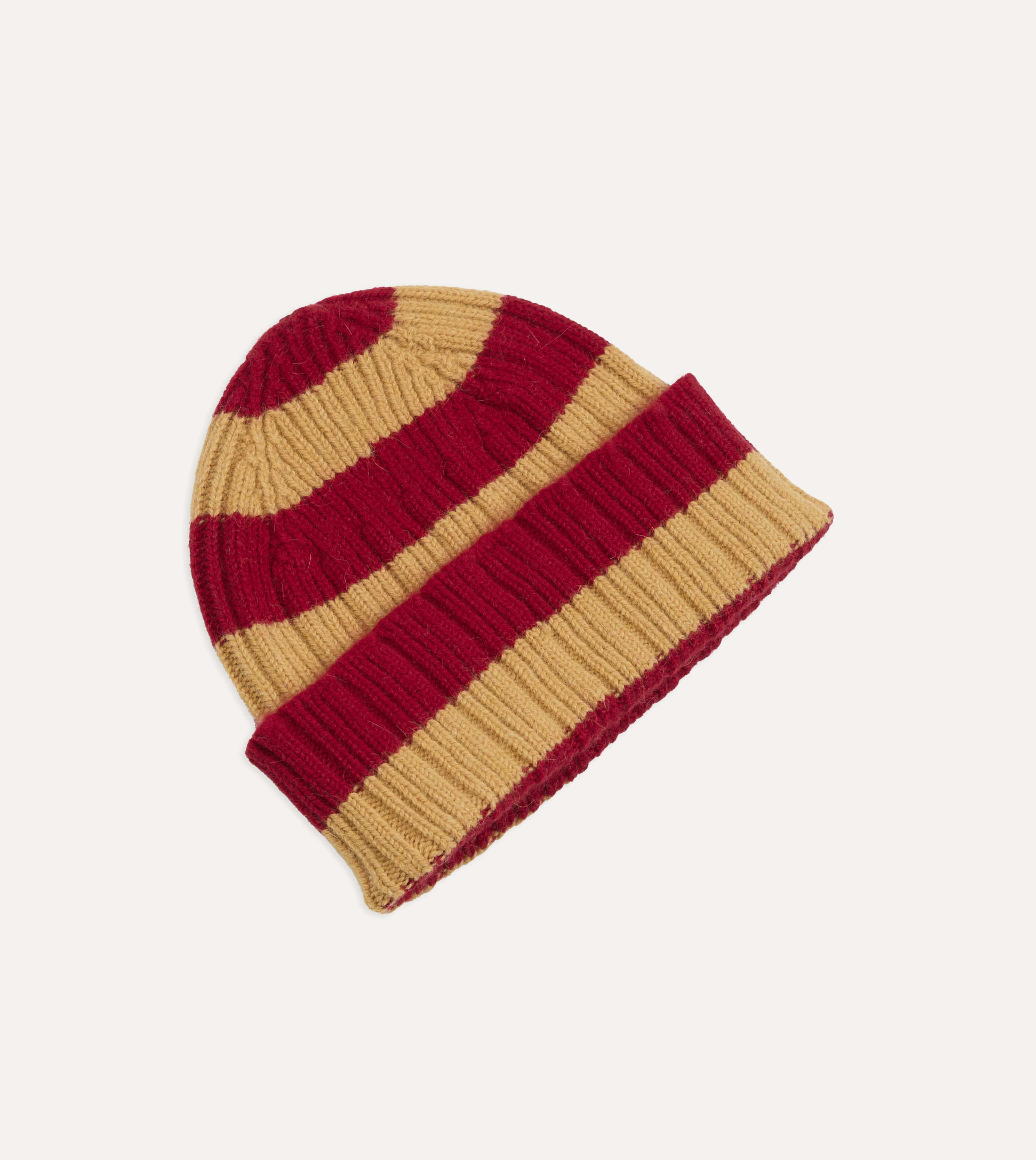 Yellow and Red Stripe Geelongora Ribbed Knit Cap