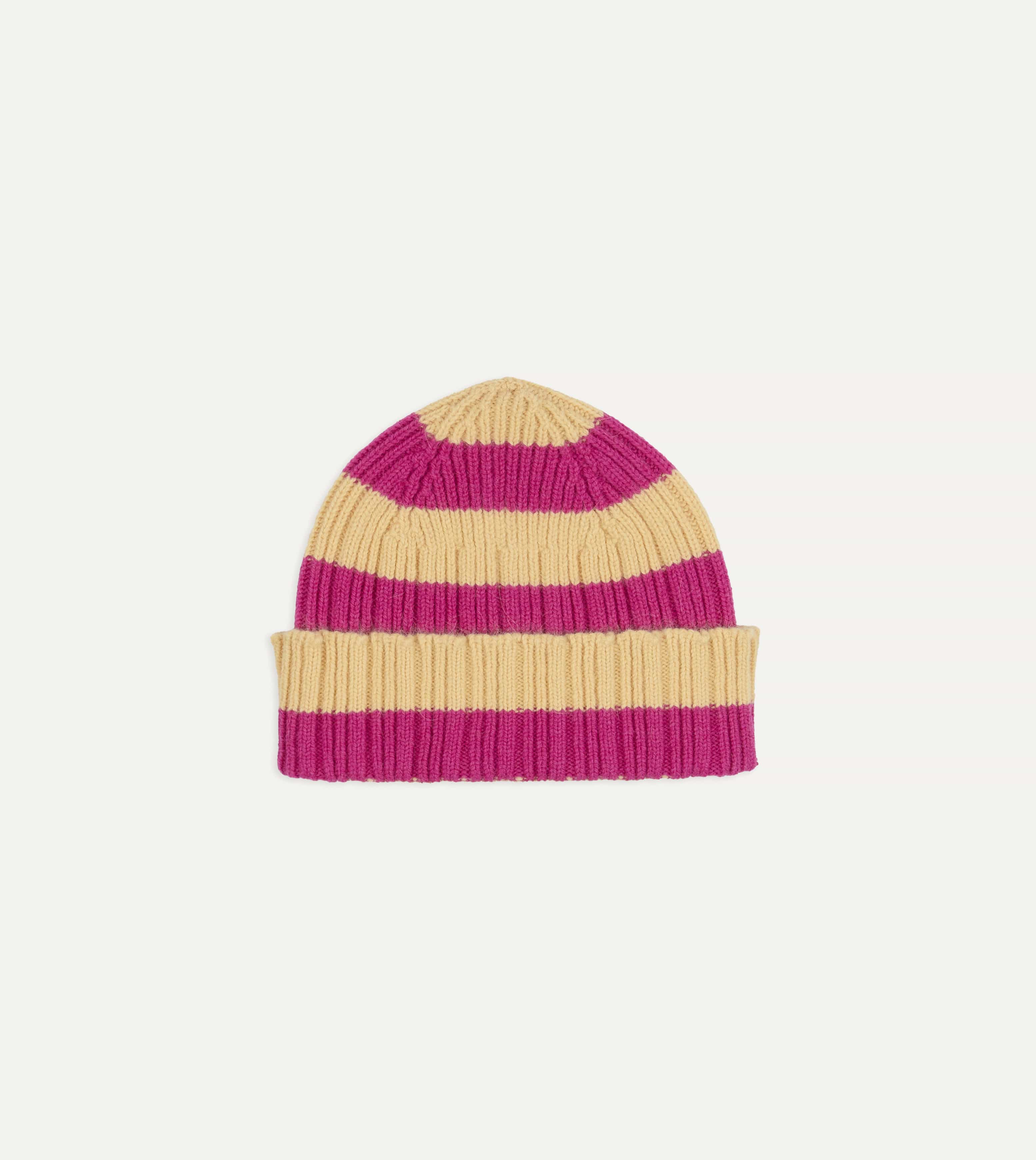 Pink and Yellow Stripe Geelongora Ribbed Knit Cap