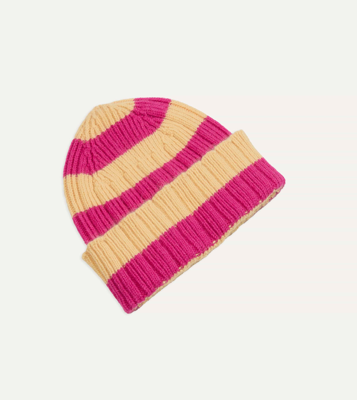 Pink and Yellow Stripe Geelongora Ribbed Knit Cap