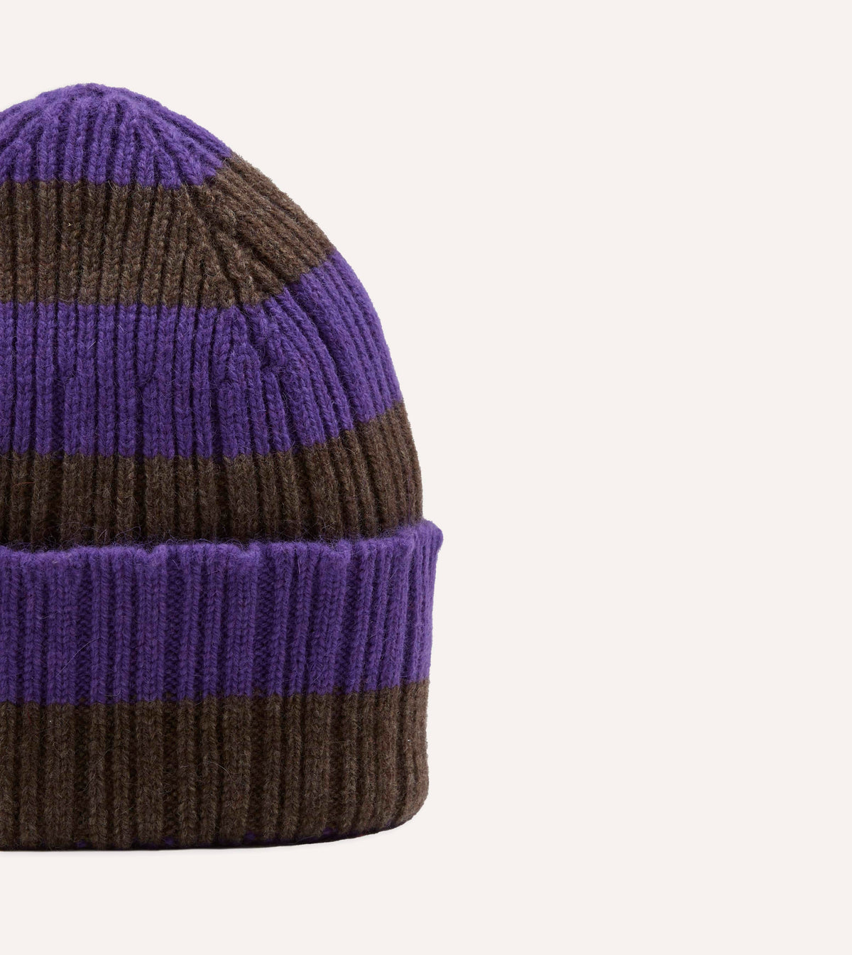 Purple and Brown Stripe Geelongora Ribbed Knit Cap