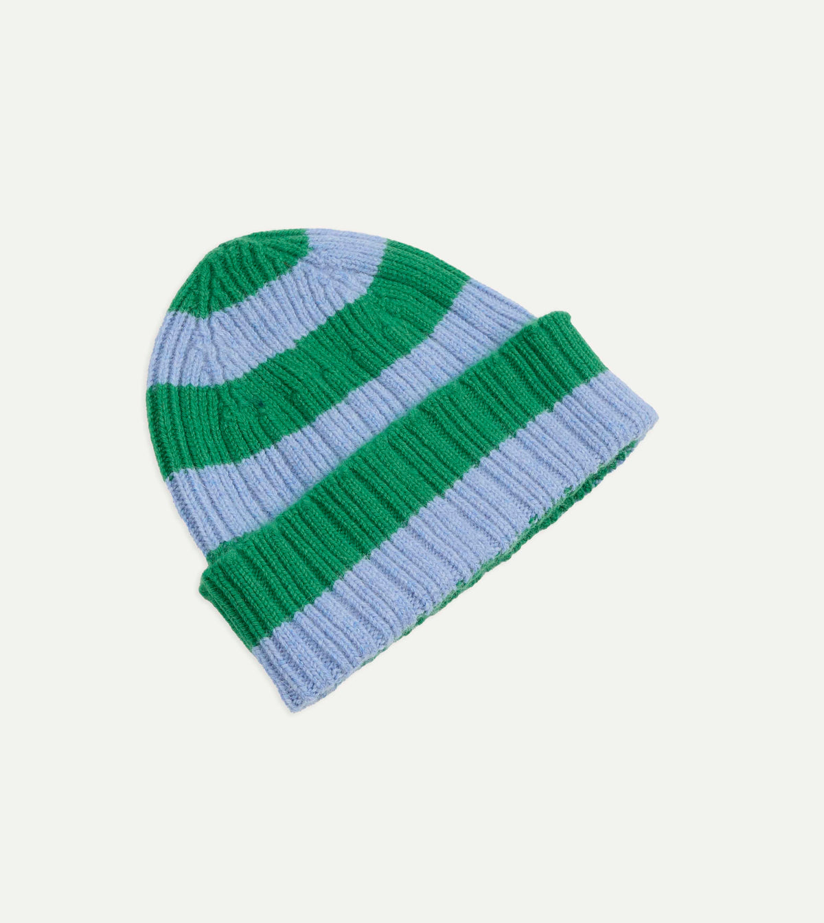 Green and Blue Stripe Geelongora Ribbed Knit Cap