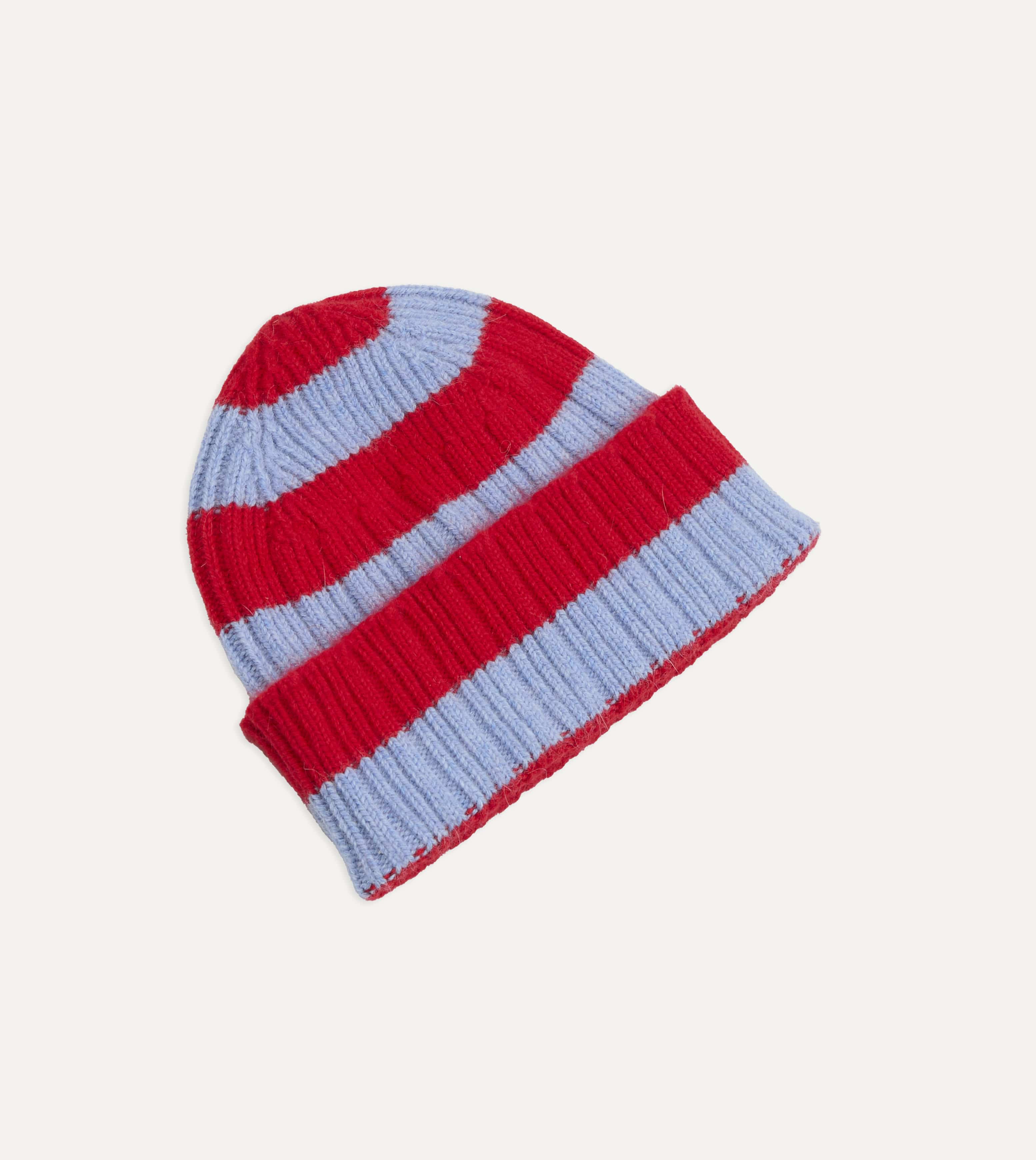 Red and Blue Stripe Geelongora Ribbed Knit Cap