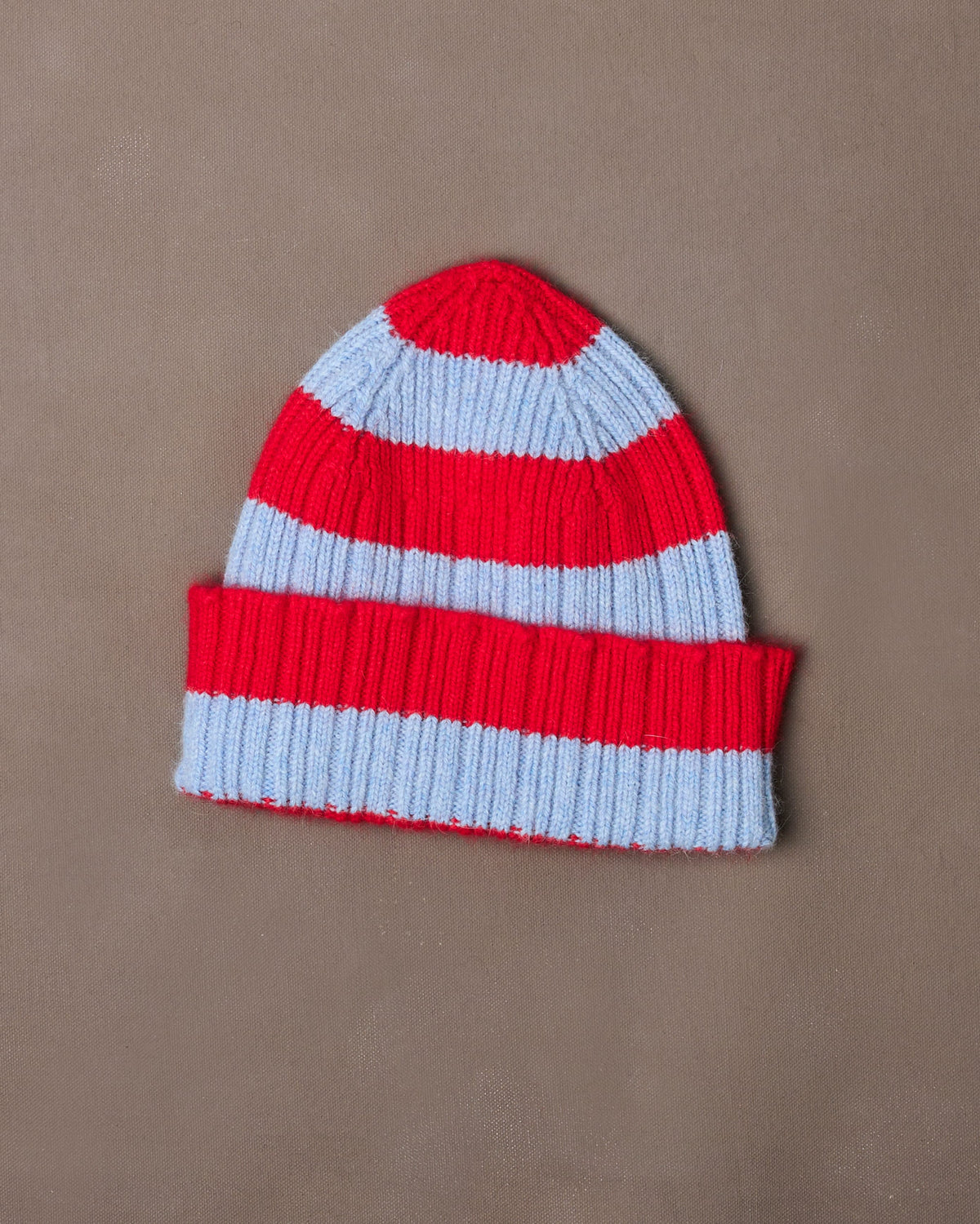 Red and Blue Stripe Geelongora Ribbed Knit Cap