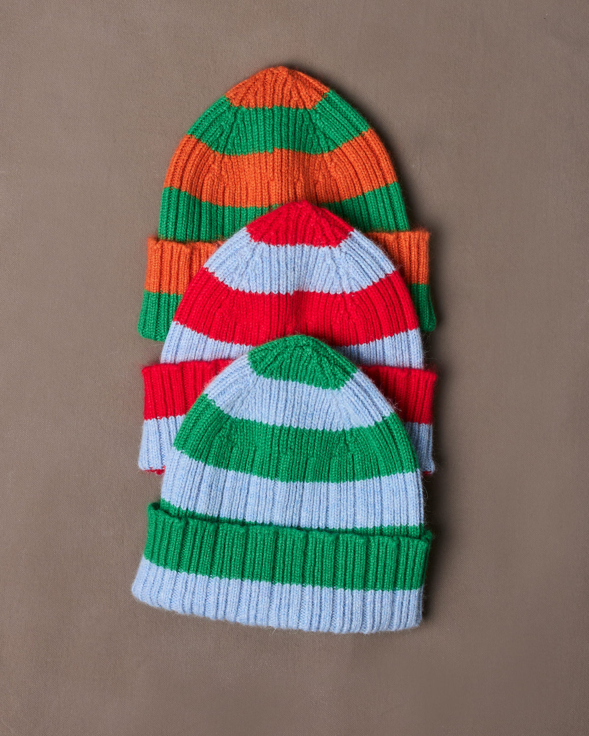 Green and Blue Stripe Geelongora Ribbed Knit Cap