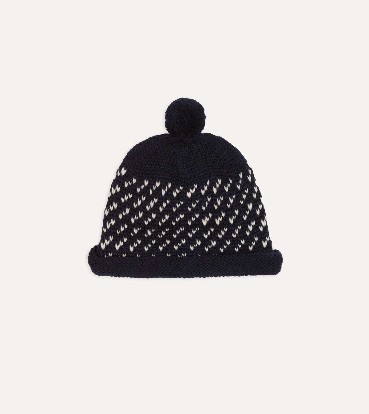 Câbleami Navy Birdseye Wool Pom Watch Cap