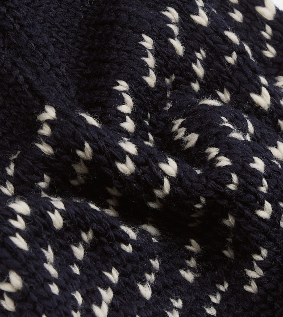 Câbleami Navy Birdseye Wool Pom Watch Cap