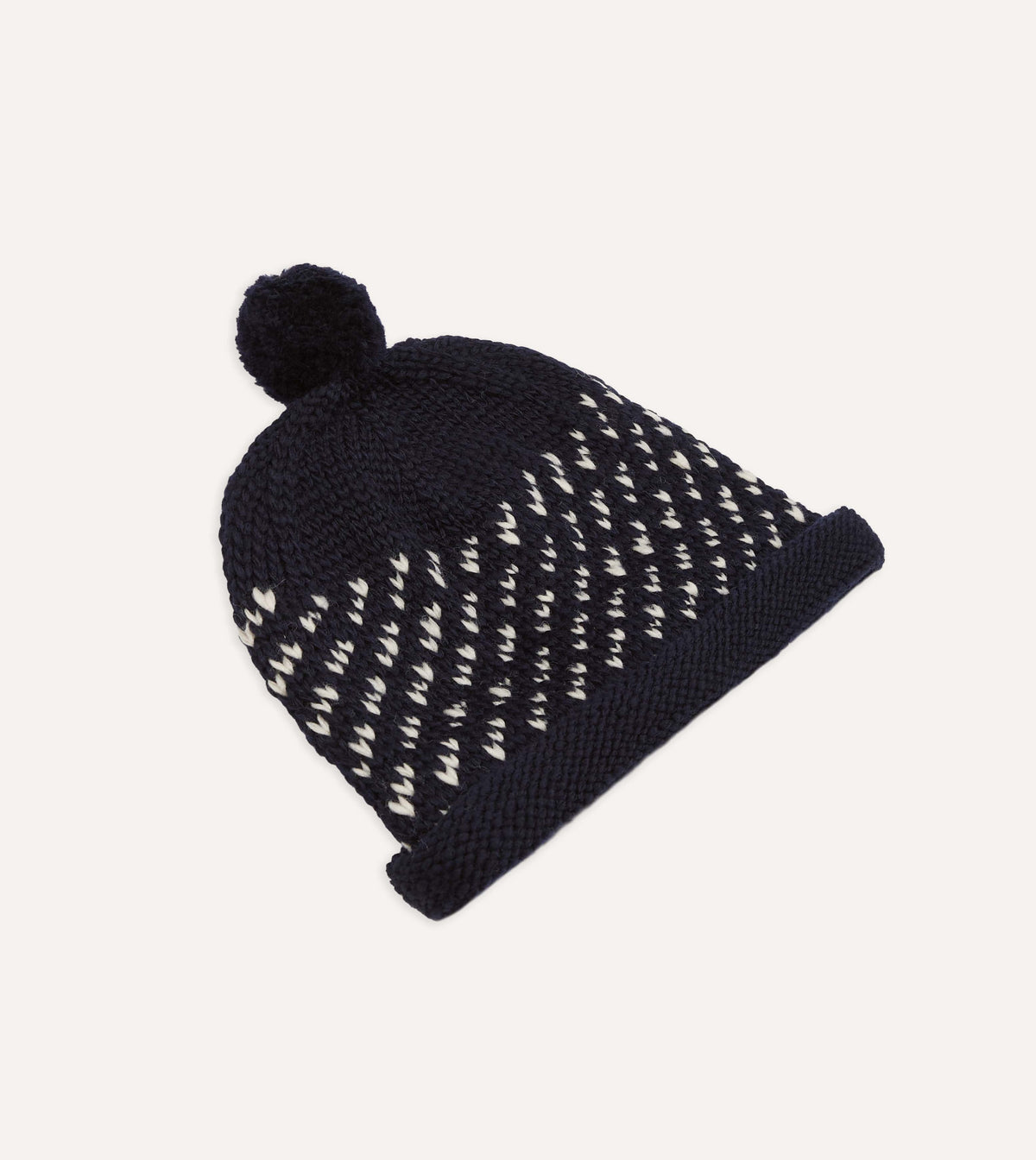 Câbleami Navy Birdseye Wool Pom Watch Cap