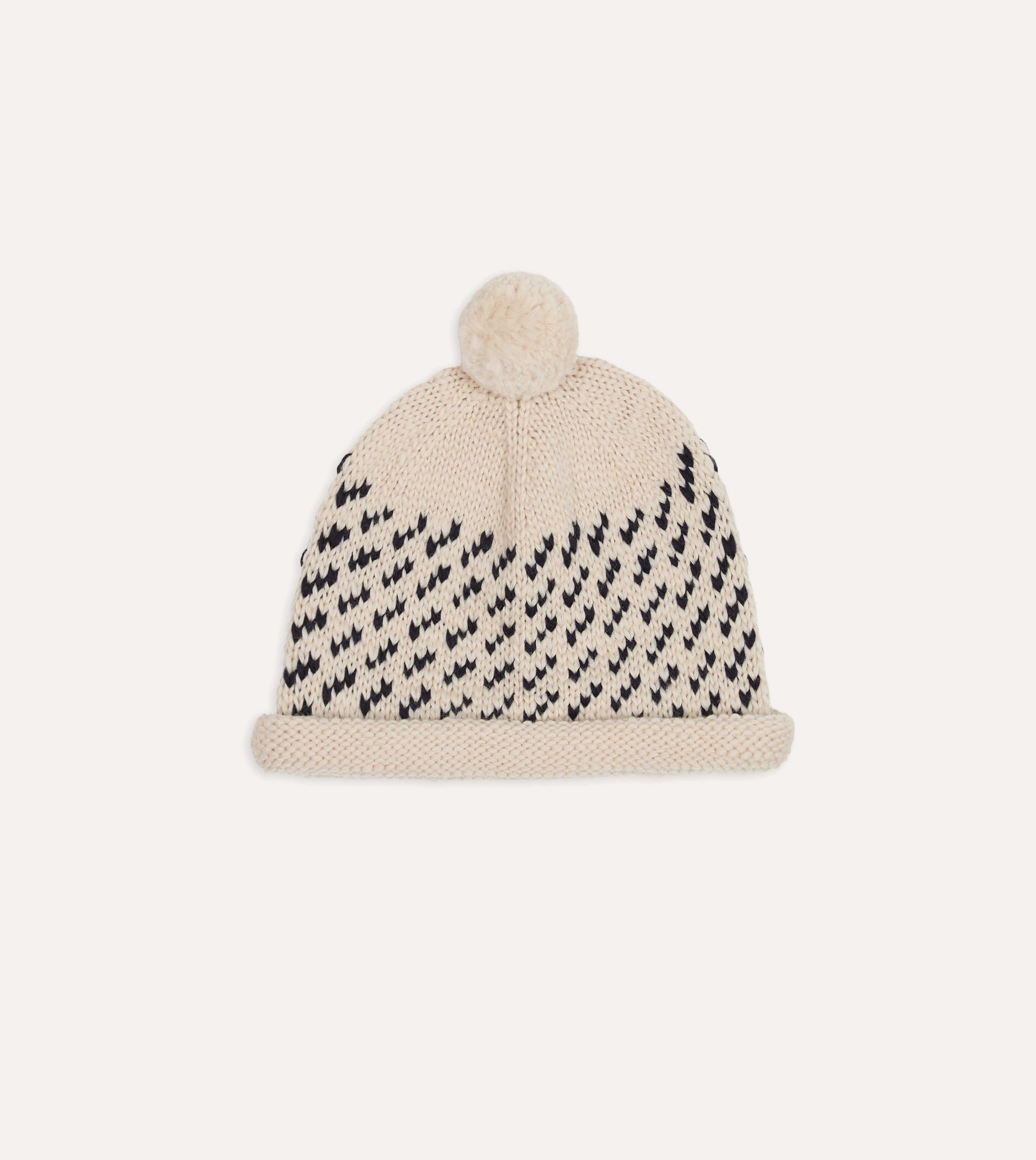Câbleami Ecru Birdseye Wool Pom Watch Cap