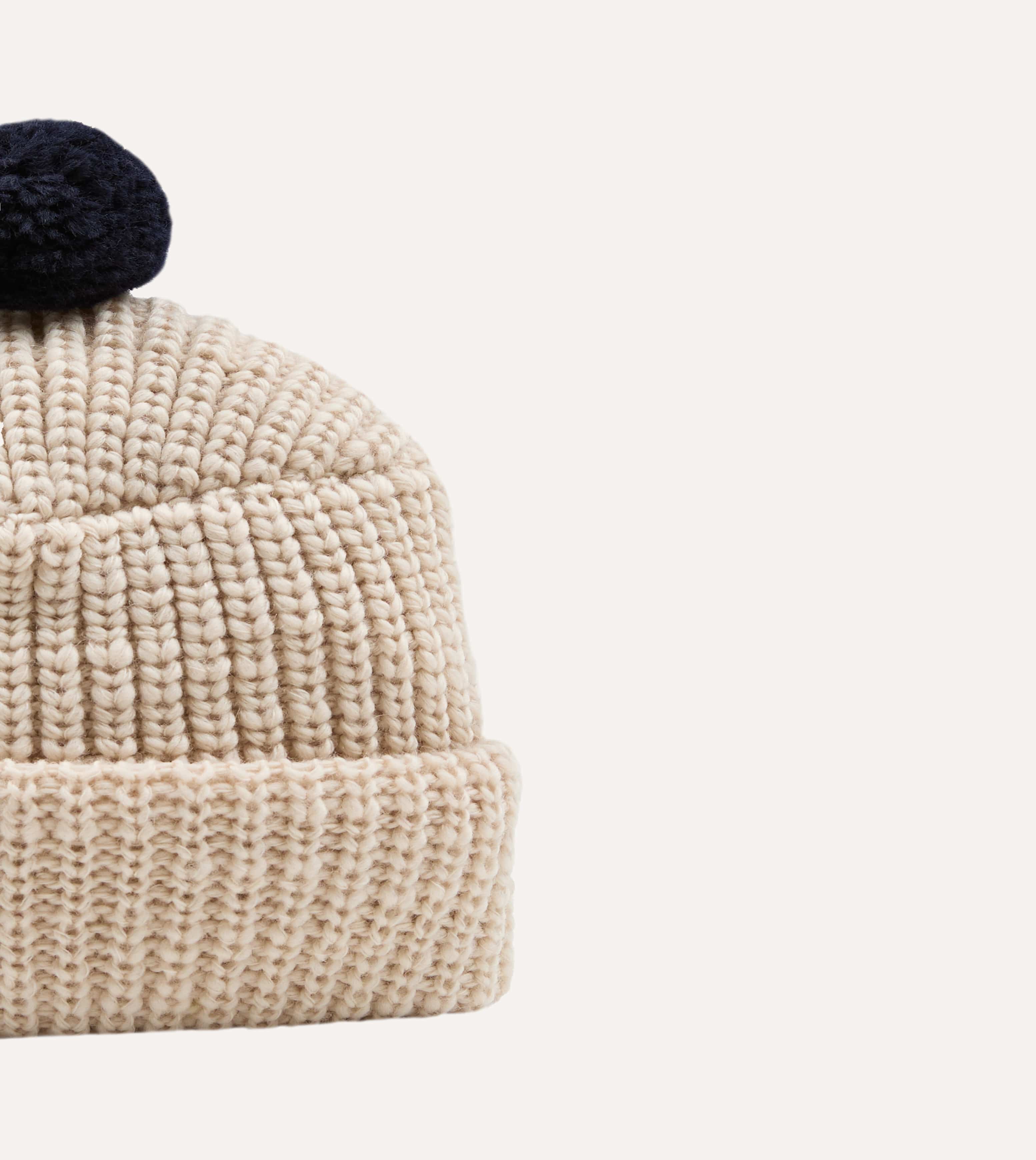 Câbleami Ecru Wool Pom Watch Cap