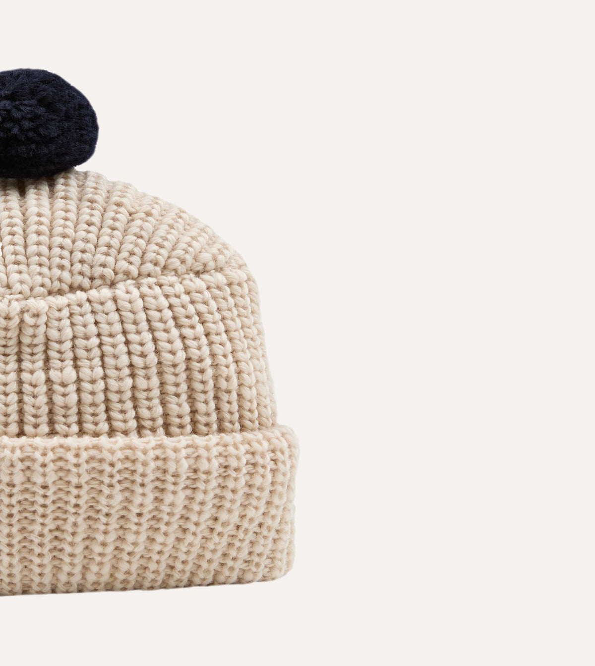Câbleami Ecru Wool Pom Watch Cap