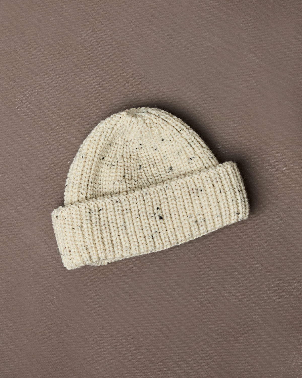 Ecru Wool Large Rib Knit Cap