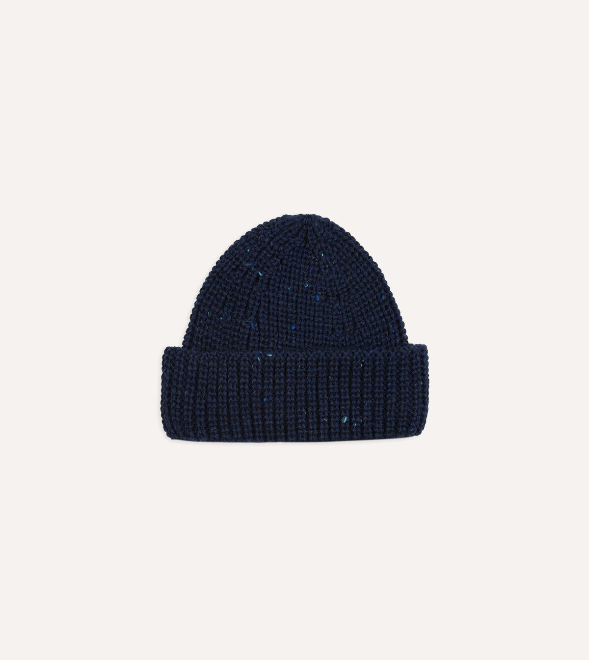 Navy Wool Large Rib Knit Cap