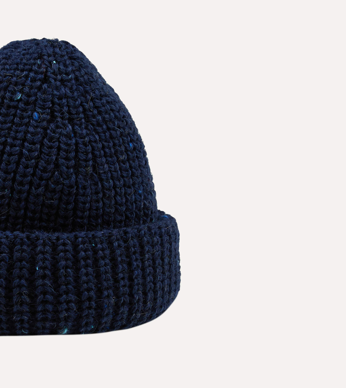Navy Wool Large Rib Knit Cap