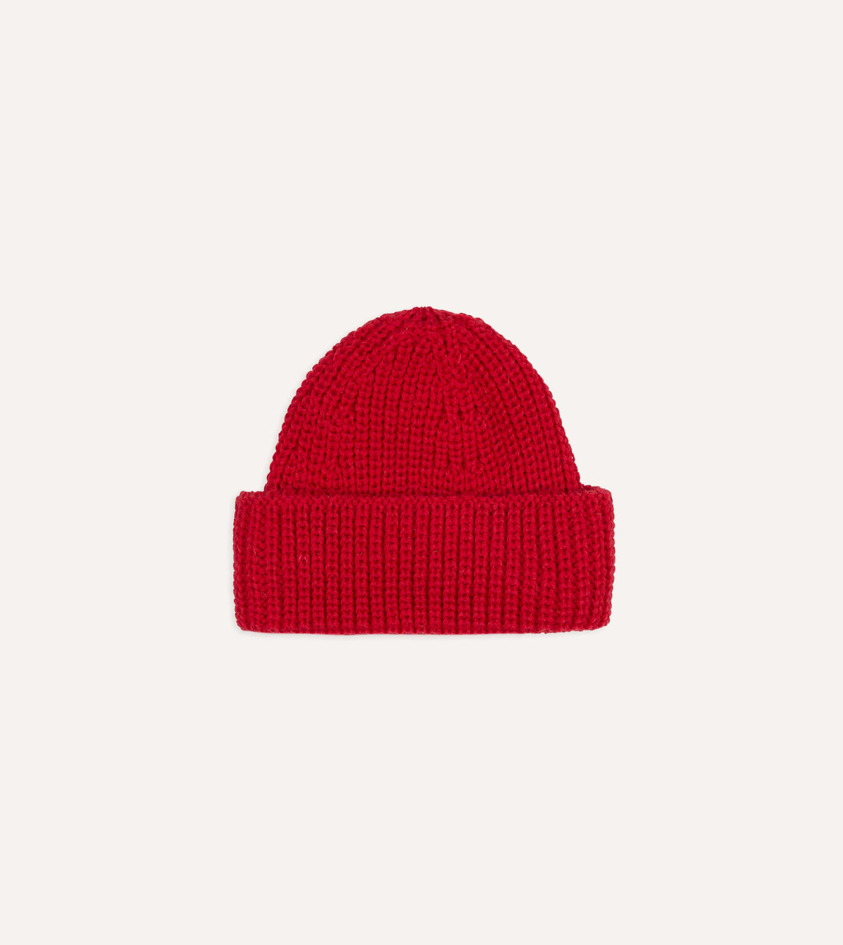 Red Wool Large Rib Knit Cap