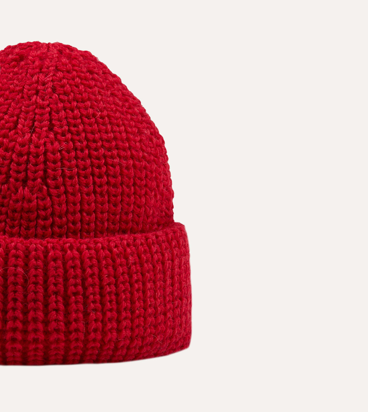 Red Wool Large Rib Knit Cap