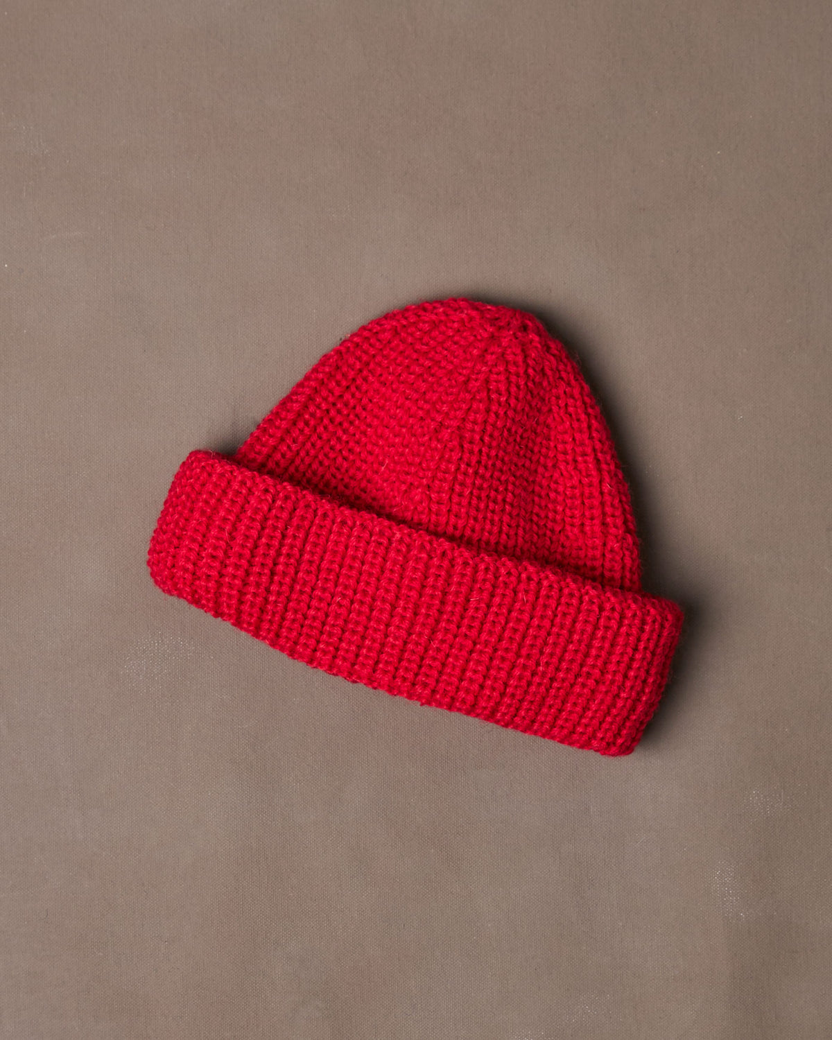 Red Wool Large Rib Knit Cap