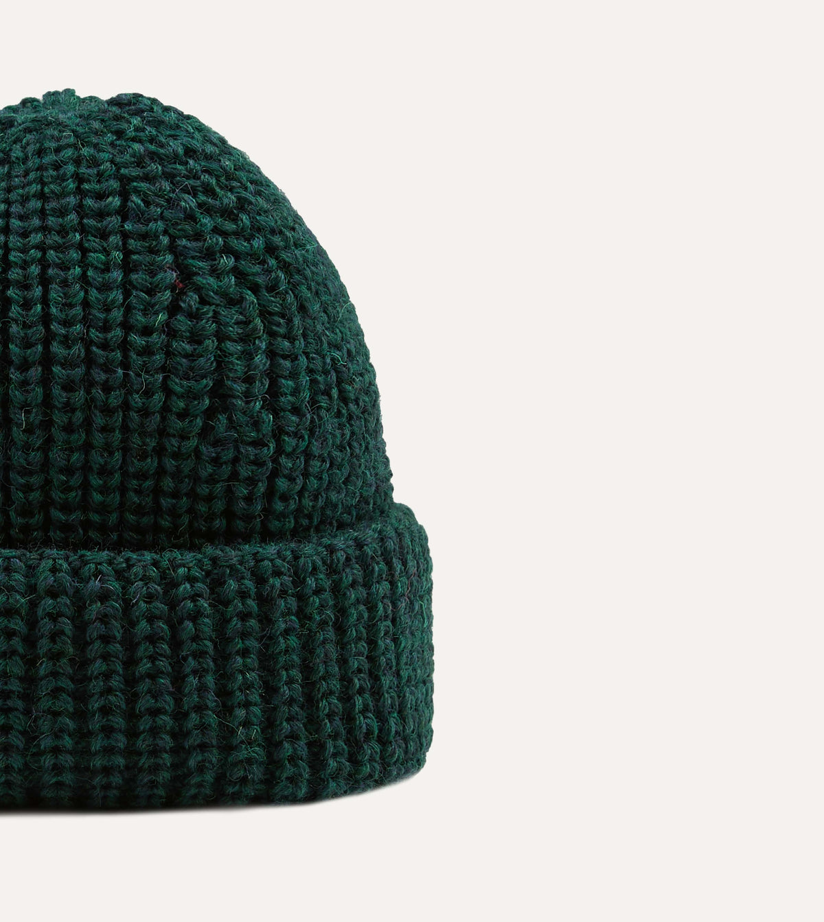 Green Wool Large Rib Knit Cap