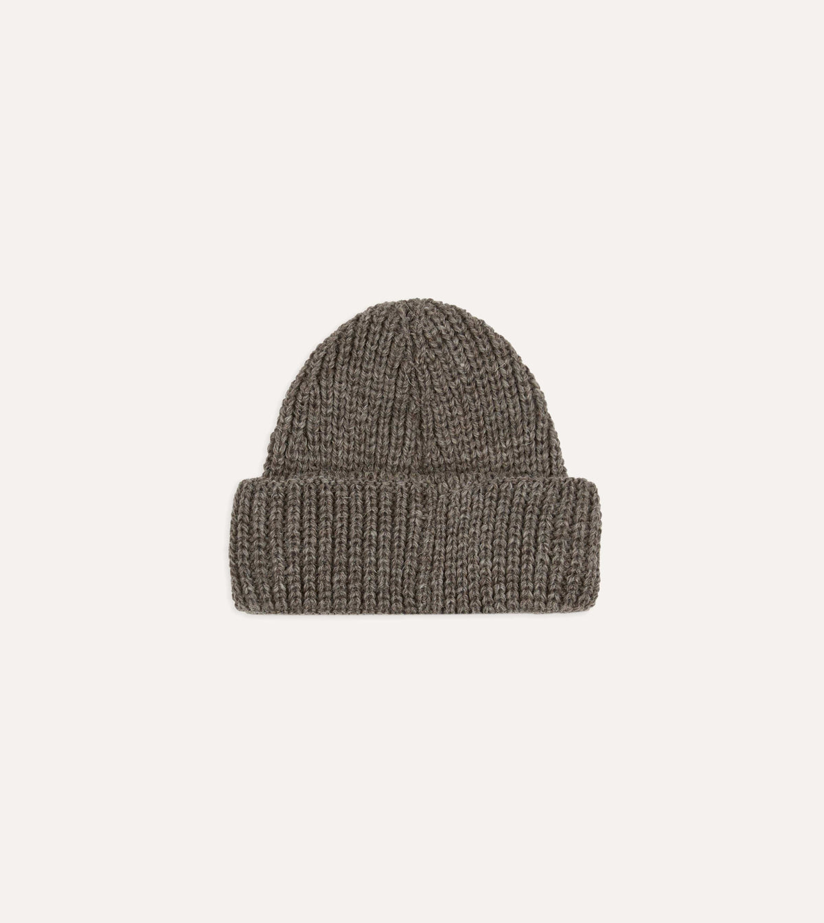 Grey Wool Large Rib Knit Cap