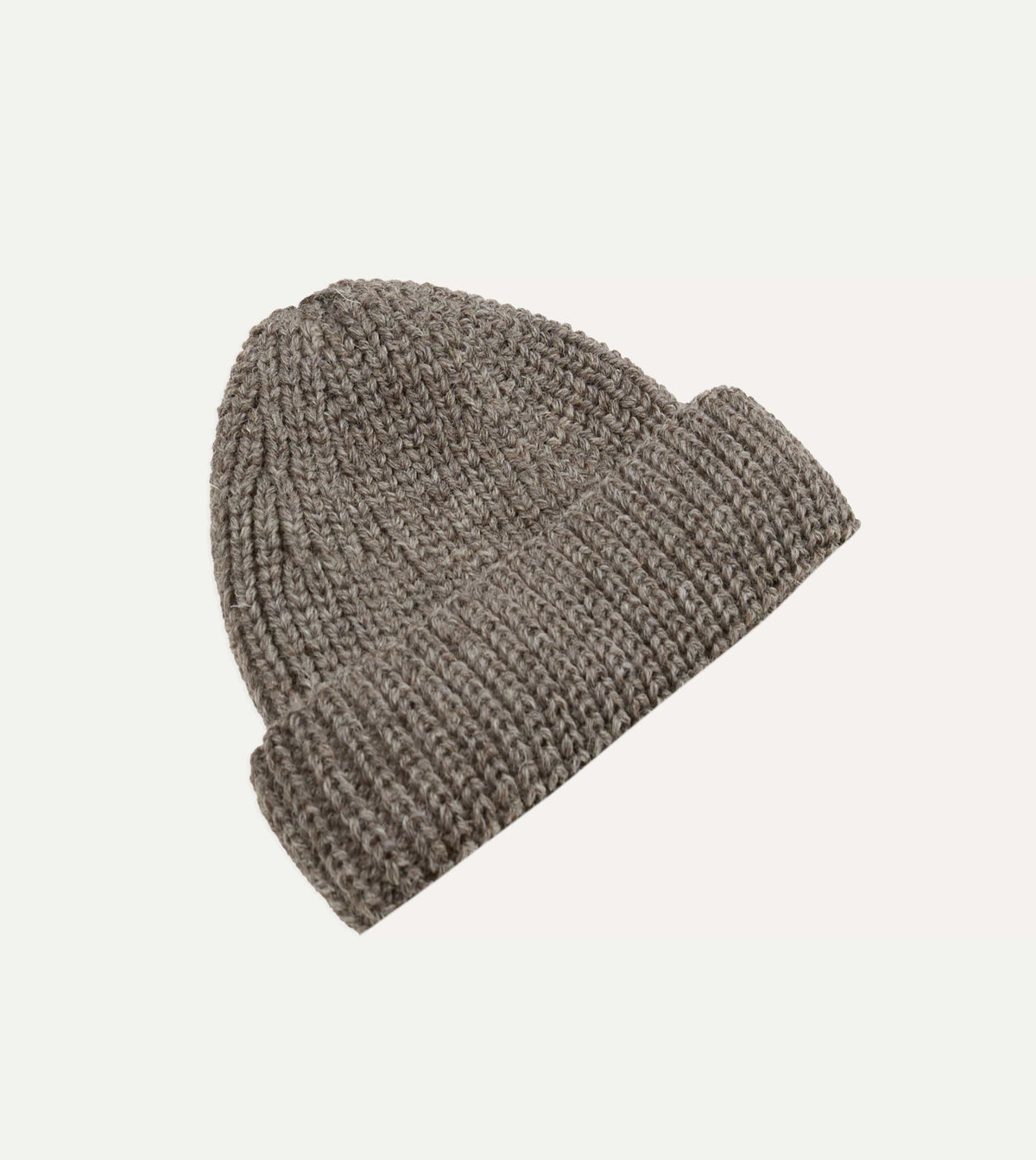Grey Wool Large Rib Knit Cap