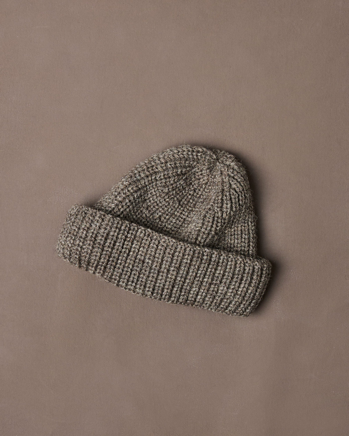 Grey Wool Large Rib Knit Cap