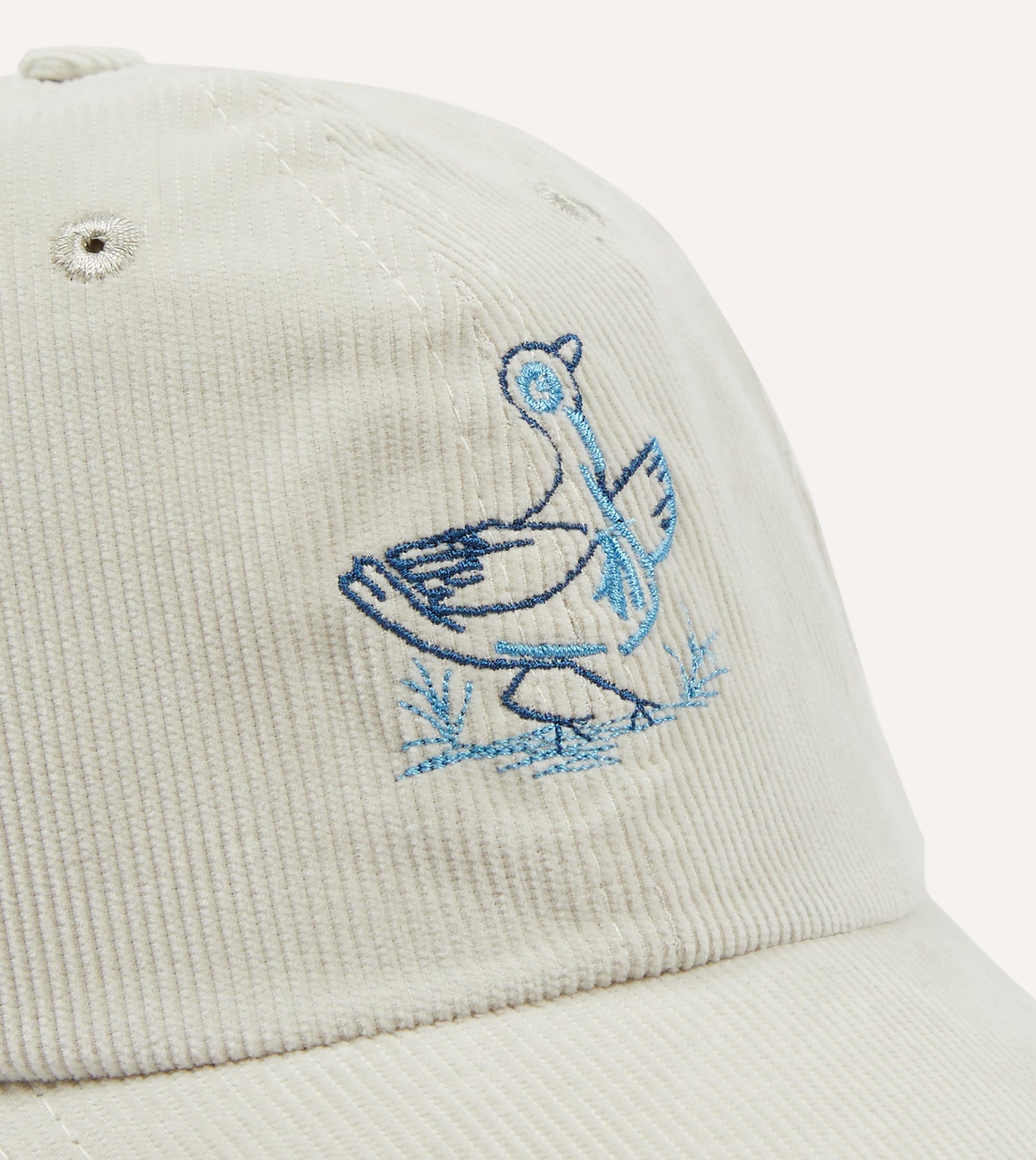 Antique White Duck Emblem Cotton Corduroy Baseball Cap