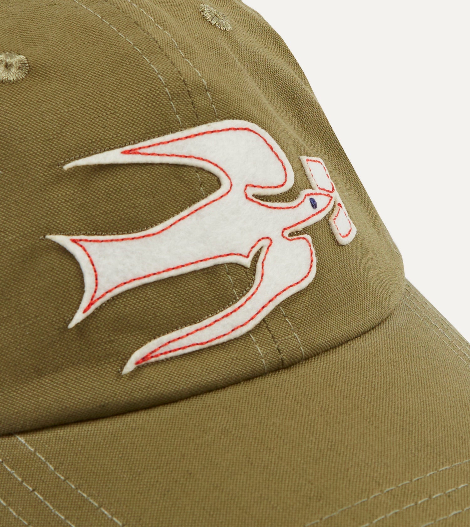 Green Pigeon Appliqué Emblem Cotton-Linen Baseball Cap
