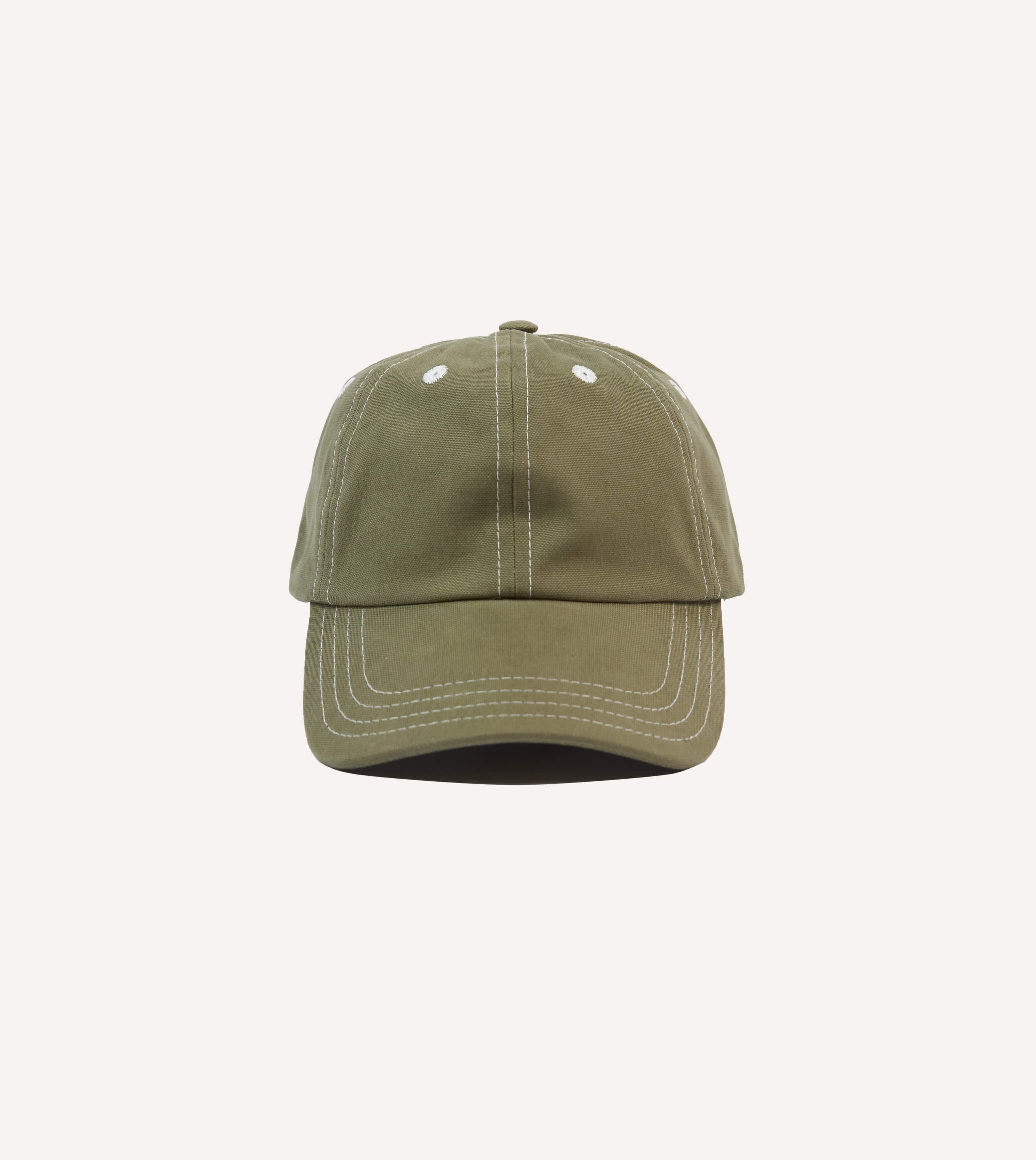 Green Cotton Contrast Stitch Baseball Cap