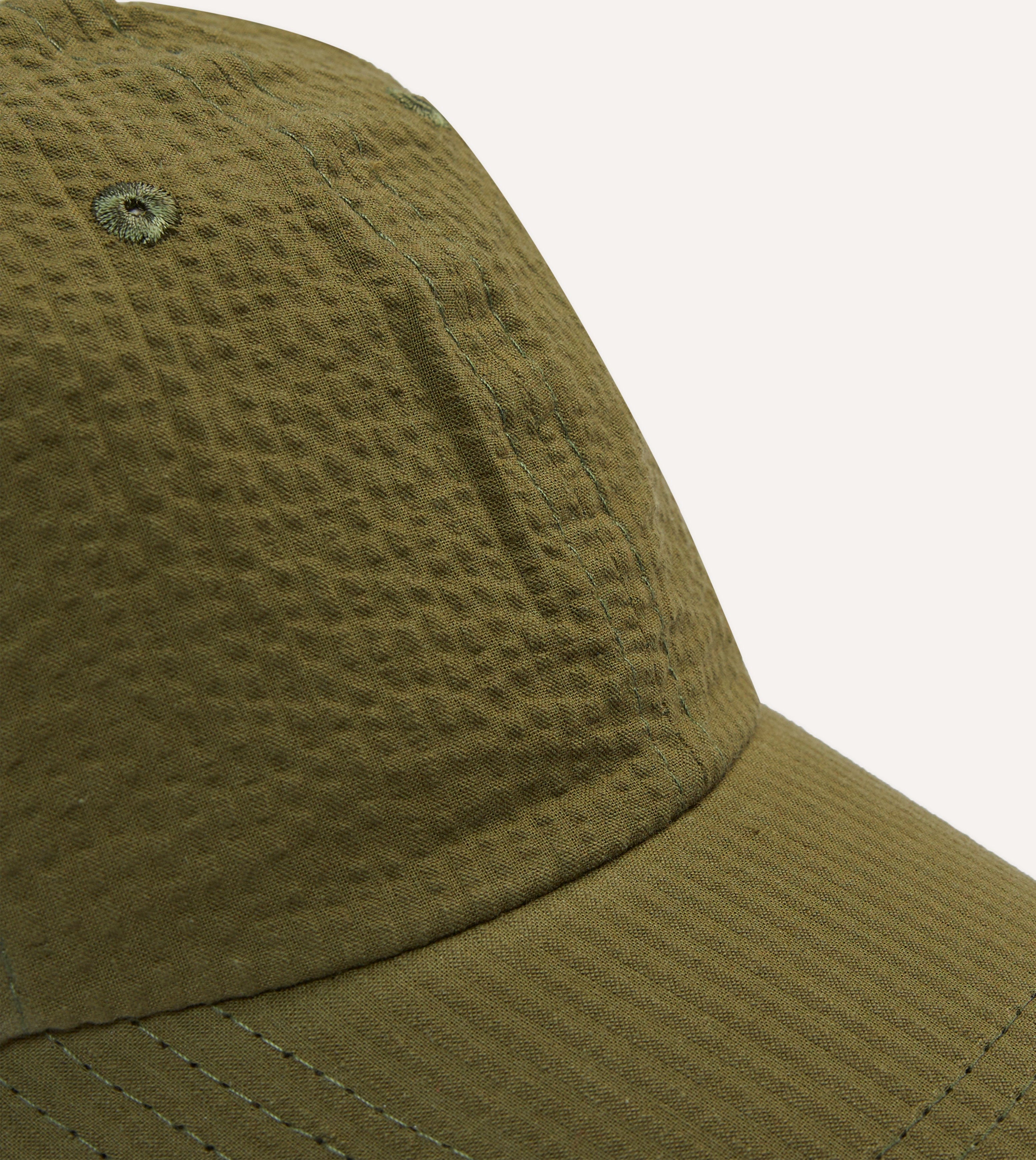 Green Seersucker Cotton Baseball Cap