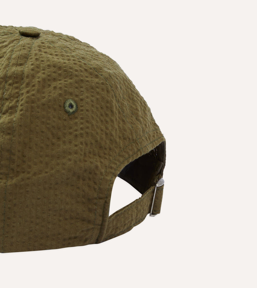 Green Seersucker Cotton Baseball Cap