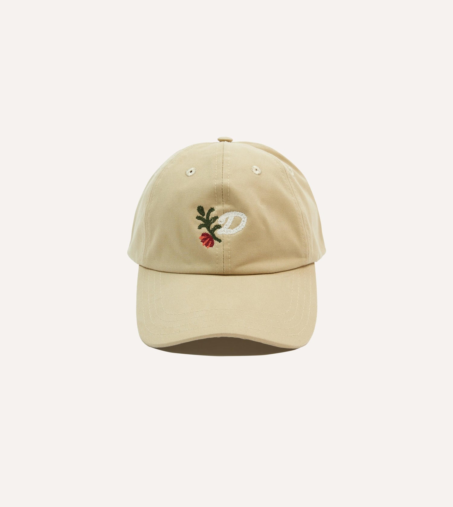‘D’ Flower Emblem Cotton Twill Baseball Cap